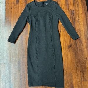 Pink Tartan Sheath Dress Long Sleeve XS Minimalist